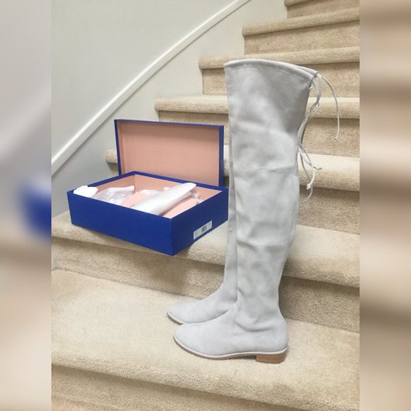 [SOLD] STUART WEITZMAN Lowland Light Grey OTK Boots 10 NWT - Picture 2 of 9